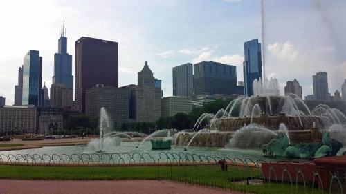 Grant Park, Chicago, skyline, Buckingham Fountain
